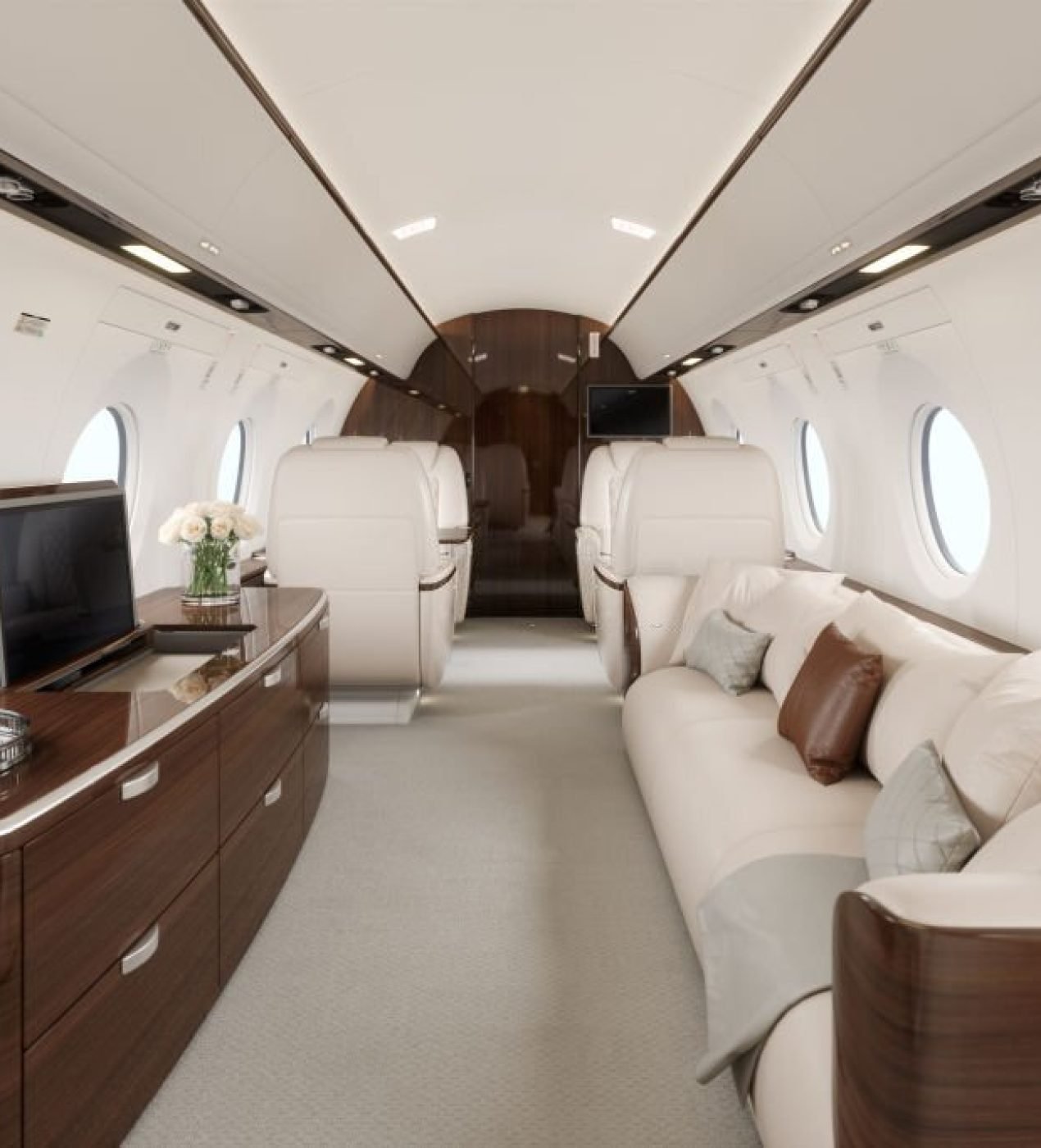 Interior of a business / private jet.